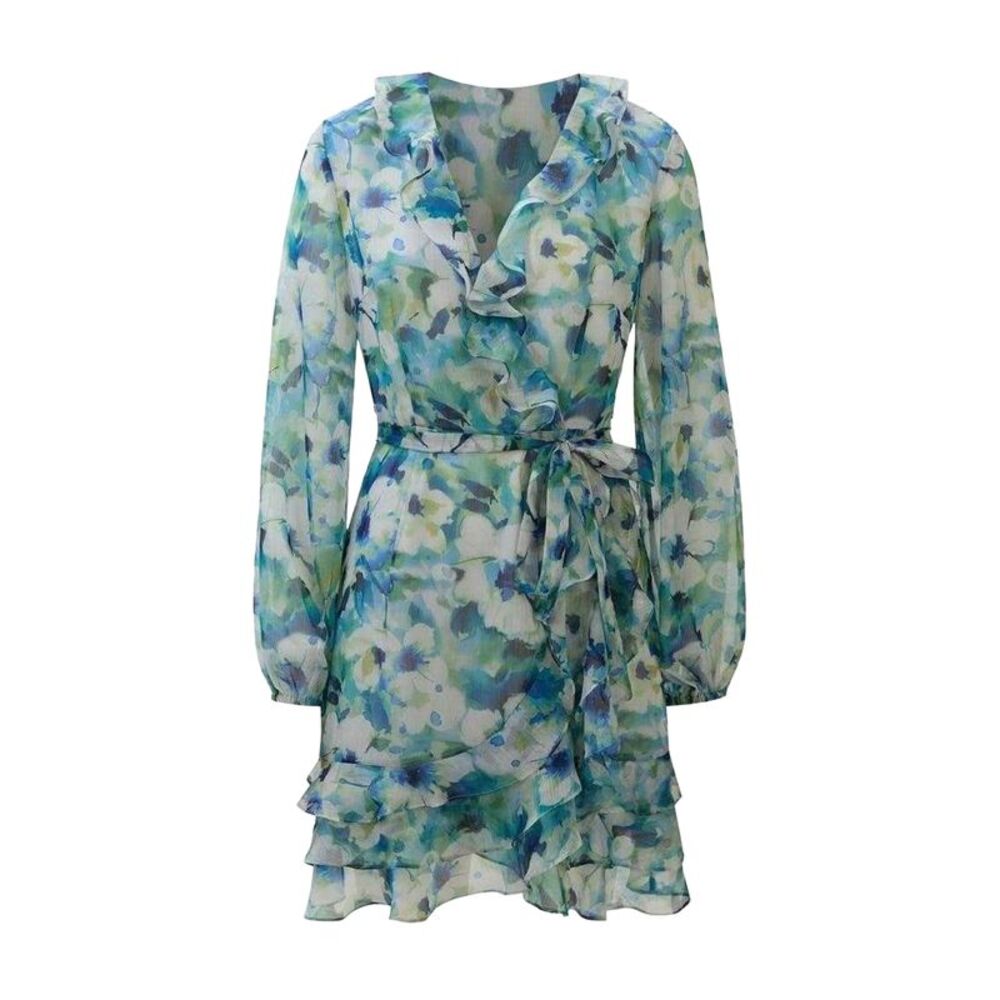 Bardot Womens/Ladies Frill Chiffon Wrap Dress / Blue/Green